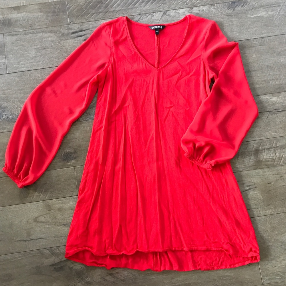 Red Express peasant sleeve dress
